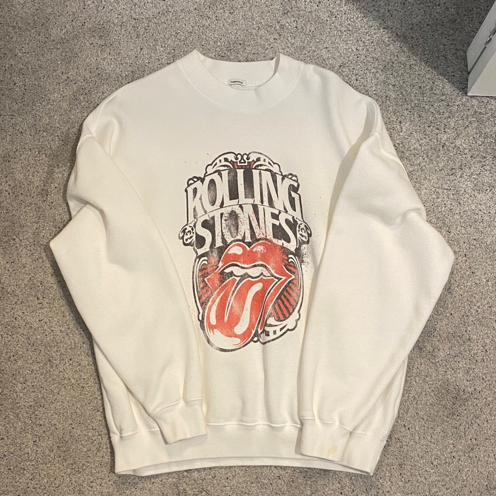 Abercrombie & Fitch White Crewneck Sweater